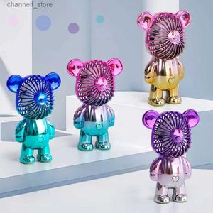 Elektrik Fanları Bearbricklys USB Şarj Mini Handheld Fan Şiddet Ayı Outdoor Mini Yaratıcı Masaüstü Sessiz Şarj Taşınabilir Handheld Fany240320