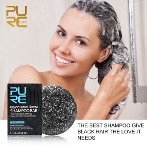 Shampoos 60g PURC Bamboo Charcoal Gray White Hair Color Dye Treatment Clean Soap Shampoo Detox Bar Black Hair Shiny Hair Scalp Treatment