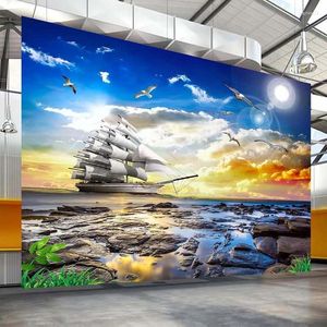 Tapety Diantu Custom PO Paper 3D Sea View Seagull Żaglówka Sunrise Krajobraz malowanie salonu sofa sypialnia tapeta mural