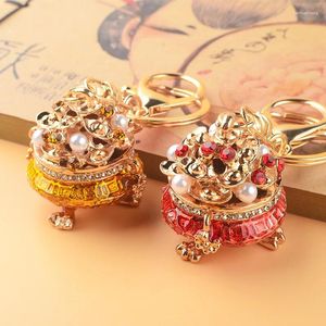 Keychains Cornucopia Keychain Ingot Chinese Style Lucky Pendant Creative Golden Key With Great Wealth