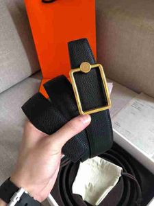 Luxury men's belts designer belt for men and women leather belt letter H buckle double-sided litchi belt business leisure fashion versatile and simple