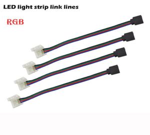 RGB LED Strip Light Connectors 10mm 4pin Ingen lödkabel PCB -kort till 4 stift kvinnlig adapter för SMD 3528 50505140144