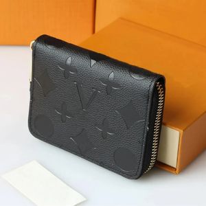 Quality M60067 N63070 Zippy Zip Coin Purse wallet Genuine Leather Black flower Womens man Designer key pouch card holder luxury wallets Embossed CardHolder AA