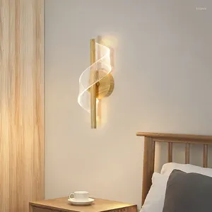 Wall Lamp Nordic LED Imitation Wood Grain Creative Spiral For Bedroom Bedside Living Room Back Home Light Accessories