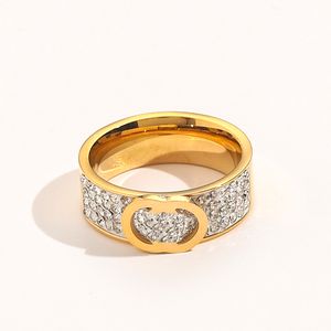 18k Gold Plated Luxury Designer Ring for Women Classic Style Ring Double Letter Designers Rings Full Diamond Wedding Party Gift Jewelry High Quality