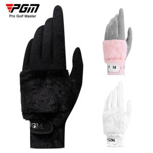 Gloves 1 Pair Golf Women's Gloves Autumn and Winter Plush Thickened Rabbit Like Fur Thermal Gloves Pink White Black Three Colors