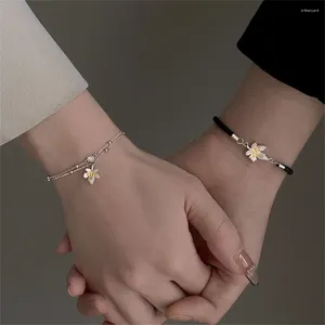 Charme pulseiras moda ajustável folha pingente casal pulseira preta pulseiras pulseiras para mulheres homens dia dos namorados presente jóias