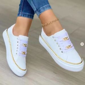 Loafers Plus Size 43 Sneakers Women European and American Fashion Chain Casual Shoes for Women Thick Sole Elevated Sport Flats Zapatos