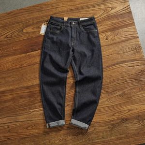 Jeans da uomo Pantaloni in denim lavaggio primario Comodi elasticizzati retrò larghi cono dritto scuro