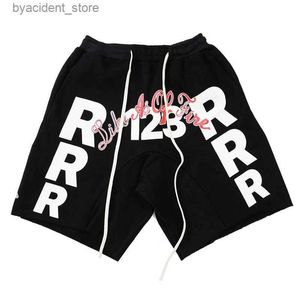 Men's Shorts Correct Version RRR123 Letter Drawstring Terry Shorts Black Mens Womens Loose Casual Jogging Shorts Track Shorts Breeches L240320