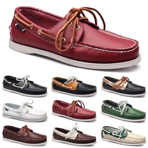 Sapatos casuais masculinos preto lazer prata taupe dlives marrom cinza vermelho verde andando baixo macio multis couro masculino tênis ao ar livre formadores sapatos de barco respirável aa072