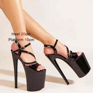 Dress Shoes 20CM Models Sandals Designer Buckle Strap High Heels Party Stiletto Black Women Summer Thick Platforms Pole Dance Pumps H24032501