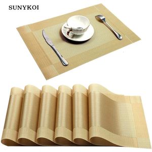 64st Rectangle Placemat Restaurant Washable PVC Hållbart matbordsväv Mattor Frame Teslin Disc Bowl Coaster Non-Slip Pad 240315