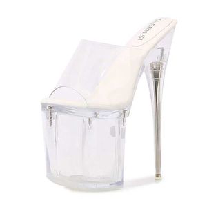 Sapatos de vestido Moda Modelos de Carros Alto Salto Sexy Clear Plataforma À Prova D 'Água 19cm Hate Tiangao Chinelos Mulheres Transparentes Nightclub Sandálias H240321JB0WFKYZ