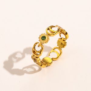 18 Karat vergoldeter Luxus-Designer-Ring für Damen, klassischer Stil, Ring mit Doppelbuchstaben, Designer-Ringe, Sonnenblume, Hochzeit, Party, Geschenk, Schmuck, hohe Qualität