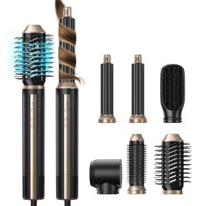 Brushes 6 In 1 Hair Dryer Brush High Speed Hair Blow Dryer MultiStyler Hair Blower Brush Air Styling Curling Iron Wand Auto Hair Curler