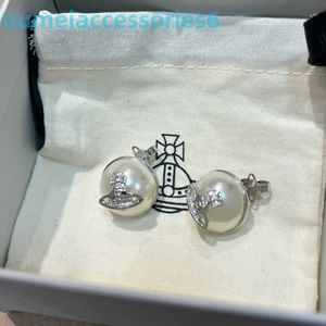 Branddesigner Western Empress DowageRing Stud Stud End Sense Saturn Pearl Womens örhängen Ljus