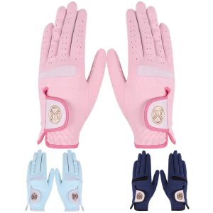 Handschuhe 1 Paar Golfhandschuhe mit elastischen Band Ladies weiche Mikrofaser -Tuch Sonnenschutzmittel atmungsaktive Verschleiß waschbarer Golfhandschuhe