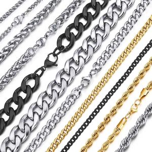 Edelstahl Kette Halskette für Männer Frauen Curb Cuban Link Kette Gold Farbe Silber Farbe Punk Choker Mode Männlichen Schmuck geschenk