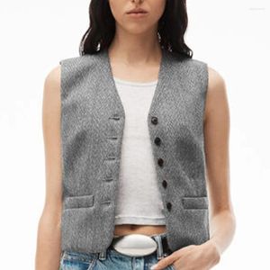 Women's Vests For Women Herringbone Pattern Retro Sleeveless Jacket Knit Vest Suit Ladies Vintage Waistcoat 2024 Boho Clothing