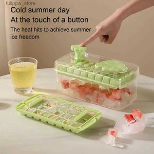 Ice Cream Tools Ice Cube Mold One Key Deicing Easy to Demould Convenient Cleaning Transparent DIY Wide Application Pressed Ice Tray Mold Supply L240319