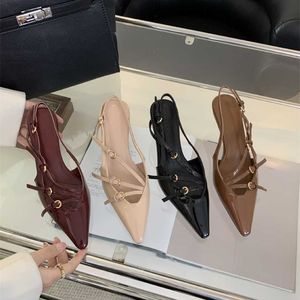 Topp Square Toe Sandal Slim Heel Belt Buckle Single Shoe For Women Summer Nisch Design Trendy After Strap Sandals 240228