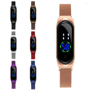 Wristwatches Fashion Casual Small Watch Women Touch Screen LED Digital Watches Luxury Rose Gold Magnetic Mesh Belt Electronic