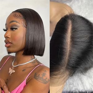 4x4 HD Transparent Lace Front Wig Short Straight Bob Wig Human Hair Wigs 250% Density Brazilian Hair baby hair