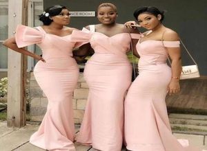 Güney Afrikalı Pembe Denizkızı Nedime Elbiseleri Uzun 2022 Bir Omuz Siyah Kızlar Düğün Partisi Özel Made8216722