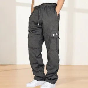 Men's Pants Men Trousers Loose Fit Drawstring Sport Breathable Gym Training Joggers With Wide Leg Elastic Waist For Comfortable