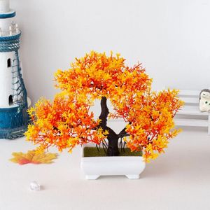 Dekorativa blommor 1st konstgjorda växter Bonsai Small Tree Fake Plant Flower Potted Ornament for Home El Room Table Decoration Garden