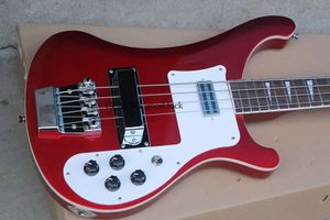 Red Strings Ricken Electric Bass Guitar with White Pickguard rosewood Fretboard