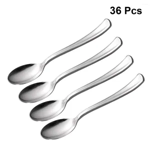 Disposable Flatware 36 Pcs Plastic Mini Spoon Dessert Serving Spoons Silver Silverware Party Cake