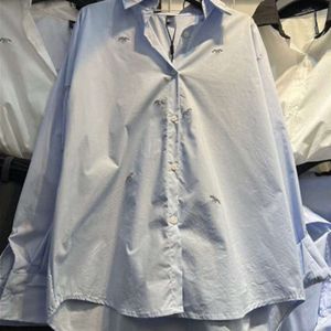 Designer Shirt Women Shirts Rhinestone Shirts Fashions Spring Lapel Elegant Long Sleeve Coat Tops One Size