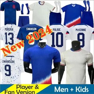 2023 2024 2025 Jerseys de futebol pulisista dos Estados Unidos Reyna McKennie Weah Swanson USAS 23 24 25 Morgan Rapinoe Homem Mulher / Kids Camisa de Futebol Kit