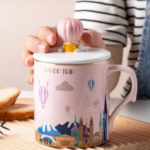 Tassen, handbemalt, Ballon-Schloss, Keramiktasse, kreative Gold-Paar-Tasse, Jungen und Mädchen, Wasser-Geschenk, Frühstückskaffee