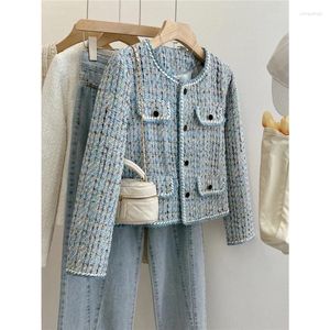 Women's Jackets 23 Pack Fashion Tweed Small Fragrant Long Sleeved Jacket Woolen