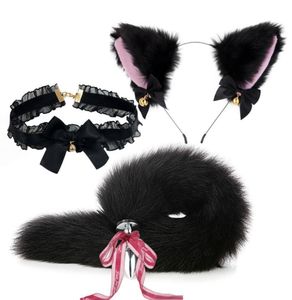 Fox Tail Metal bandage Anal Plug Cute Bondage Soft Headbands with Cat Ears Erotic Accessories6636220