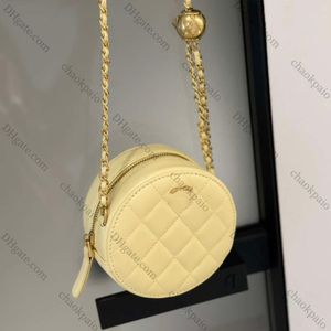 Round Cake Mini Women Makeup Bag 12cm Vintage Zipper Coin Purse Gold Ball Adjustable Chain Luxury Handbag Vintage Crossbody Shoulder Bag Evening Clutch Pochette