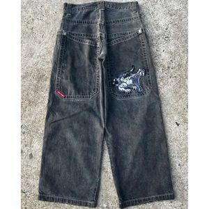 Herren Jeans Streetwear Jnco Jeans Y2k Hip Hop Cartoon Grafikabdruck Vintage Baggy Jeans Black Hosen Männer Frauen hohe Taille Weitbein -Hosen Winter01 965 697 819