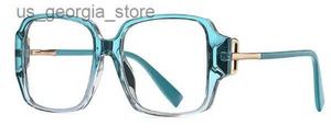 Солнцезащитные очки Солнцезащитные очки Модные негабаритные градиентные фиолетовые квадратные очки для чтения Женщины Мужчины Компьютерные очки Анти-синий свет Рецепт Y240320