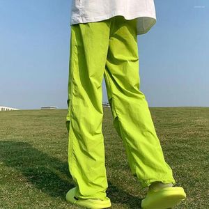 Men's Pants Men Drawstring Stylish Candy Color Wide Leg Trousers With Elastic Waist Quick Drying Casual For A