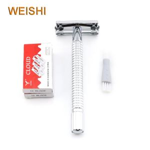 Lâmina de barbear clássica WEISHI, lâmina de barbear com cabo longo 9306FL borboleta, superfície de cromo, qualidade superior 1 PÇS/LOTE