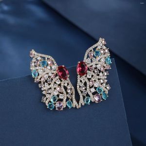 Dangle Earrings Creative Multi Color Cubic Zirconia Symmetrical Butterfly Women Luxury Party Fashion Jewelry Accessories CE12142