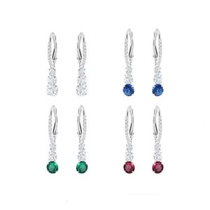 Luxury Jewery Swarovskis Earring Romantic Three Step Melody Water Droplet Crystal Earrings with Multi Color Triple Diamond Earhook Earrings As a Gift for Women