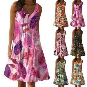 Casual Dresses Hawaiian Dress For Women Summer Spring Pleated Bohemian Cute Sleeveless Flowing Beach Straight Tank Vestidos Largos