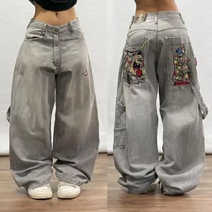 HARAJUKU Hiphop Street Retroy2k Fashionable Loose Pocket Jeans Punk Casual High Maisted Straight Ben Wide Pants Baggy 240307