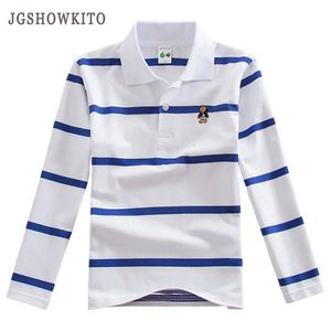 Children T-shirt Long Sleeve Polo Shirts Boys Kids Stripes Tops Baby Boy Sports Polos Teneege Boys Clothes 240311