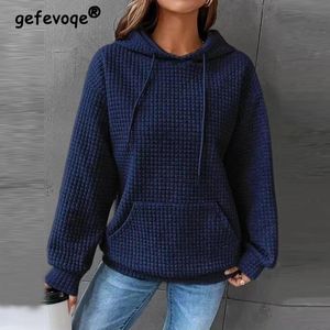 Kobiety swobodne streetwearne bluzy z kapturem jesień i zimowe mody długie rękawy solidne bluzy proste pulovery 240309