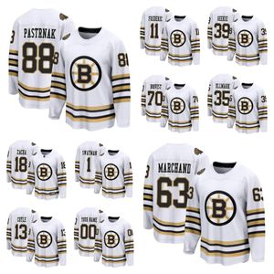 Boston''Bruins''Männer Frauen Jugend David Pastrnak Brad Marchand Jeremy Swayman Linus Ullmark Charlie Coyle Breakaway 100th Anniversary Hockey Jersey Weiß